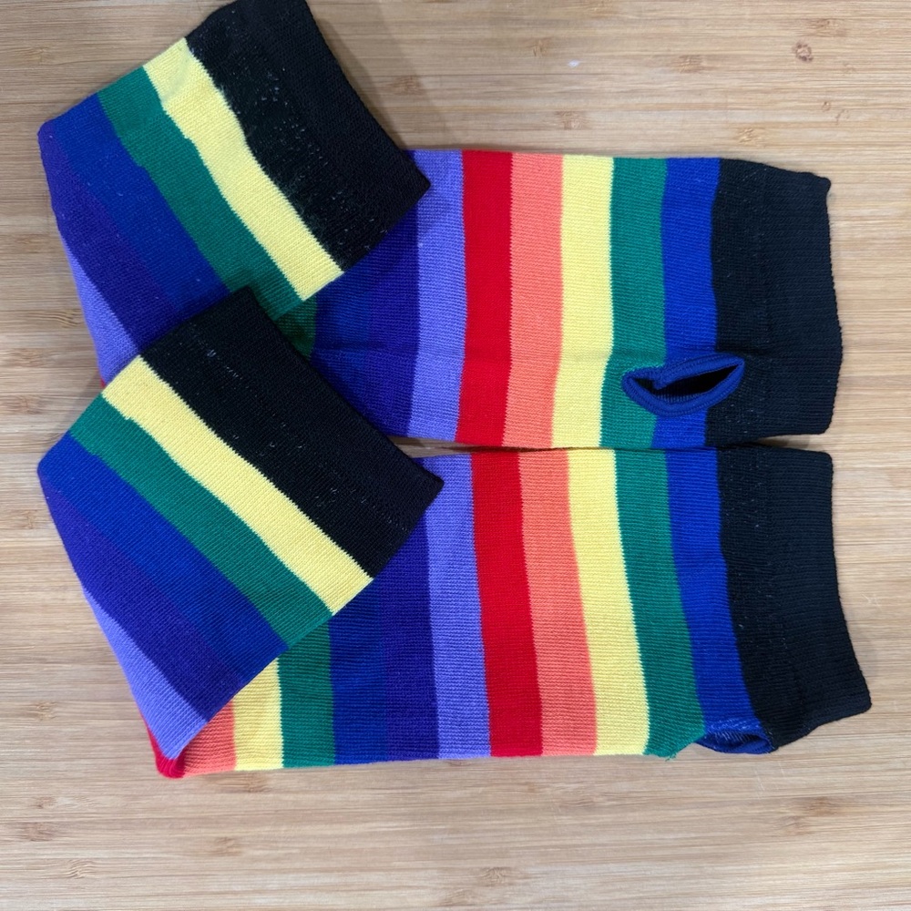 Colorful Rainbow Wristlets and Striped Socks